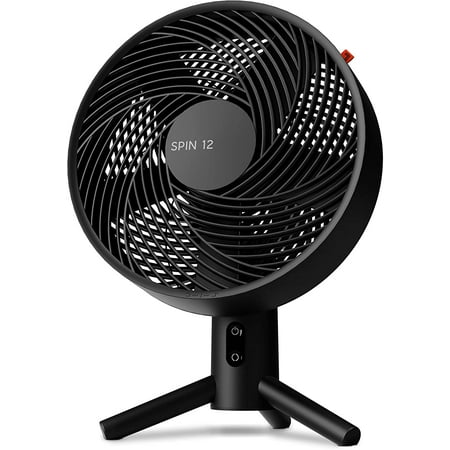 Sharper Image - SPIN 12 Oscillating Table Fan with Remote - Black