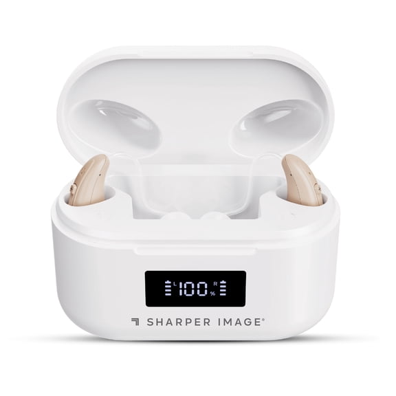 Sharper Image Smart OTC Hearing Aids with AI Noise Reduction, Rechargeable Charging Case, Adjustable Volume Controls, 20 Hour Battery Life, 1 Count