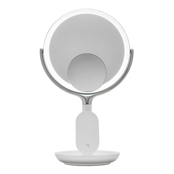 Sharper Image SpaStudio Vanity 8-inch Mirror with Built-In Qi Wireless Phone Charger, 5X and 10X Magnification