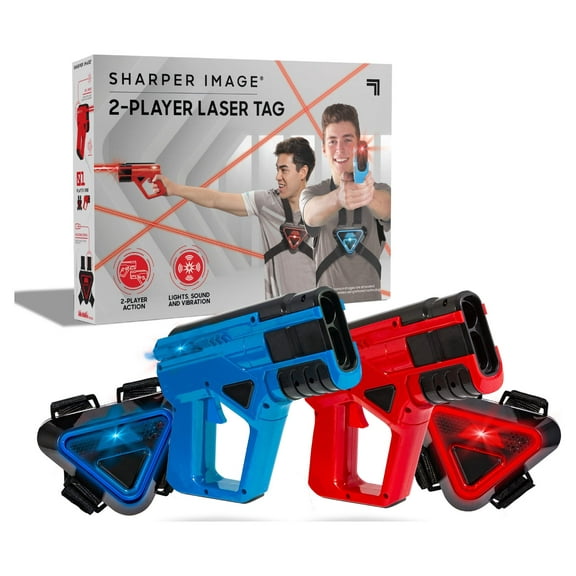 Sharper Image® Team Battle Laser Tag with Safe for Children and Adults, Indoor & Outdoor Battle Games, Combine Multiple Sets for Multiplayer Free-for-All, 8-pieces, Blue And Red, Age 8+