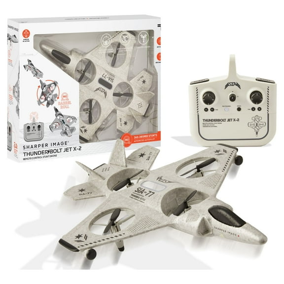Sharper Image Toy RC Thunderbolt Jet X-2 Stunt Drone, Gray