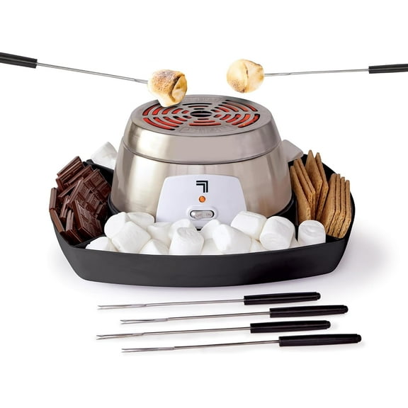 Sharper Tabletop Indoor Electric S'mores Maker | Smores Kit with 6 Roasting Stics | Flameless Tabletop | Movie Night Fun with Family and Kids
