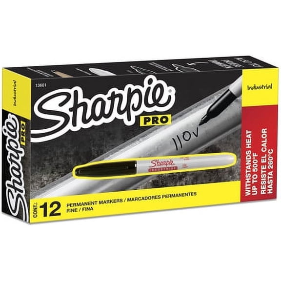 Sharpie-1PK Industrial Permanent Marker, Fine Bullet Tip, Black, Dozen