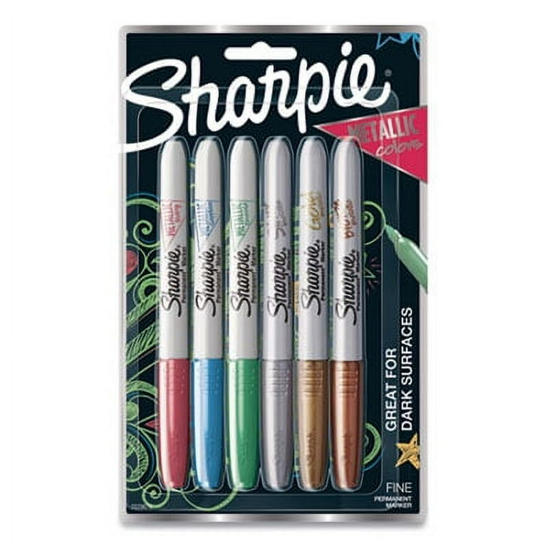 Metallic Fine Point Permanent Markers, Fine Bullet Tip, Blue-Green-Red, 6/Pack Metallic Fine Point Permanent Markers, Fine Bullet Tip, Blue-Green-Red, 6/Pack