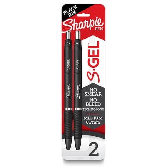 Sharpie-1PK Sharpie S-Gel Pens - 0.7 Mm Pen Point Size - Black Gel-Based Ink - Black Barrel - 2 / Pack