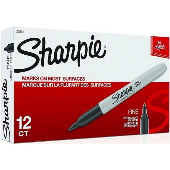 Sharpie 30001 Fine Point Permanent Marker Black Dozen