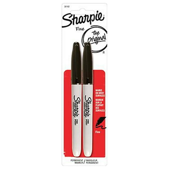 Sharpie 30162PP Fine-Point Permanent Markers, Black, 2-Ct. - Quantity 6
