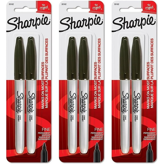 Sharpie 30162PP Fine Point Permanent Markers, Black, Permanent Ink, Ink Dries Quickly and Resists Both Fading and Water, Blister of 2 Markers, Pack of 3 Blisters, 6 Markers Total