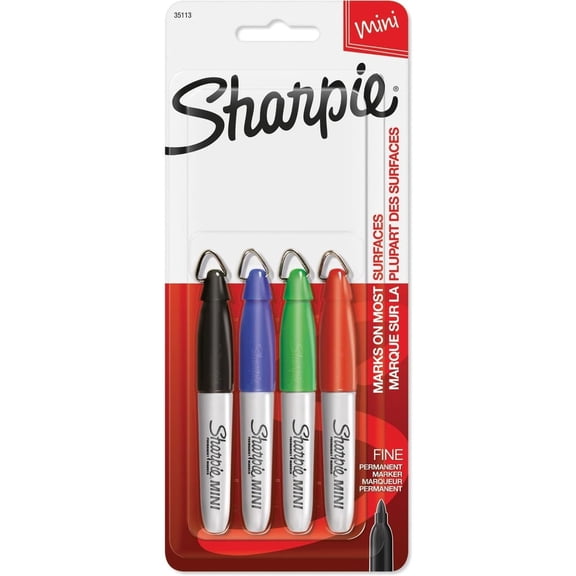 Sharpie Mini Sharpie Permanent Marker Fine Point - 4 Pack, Black/Red/Blue/Green
