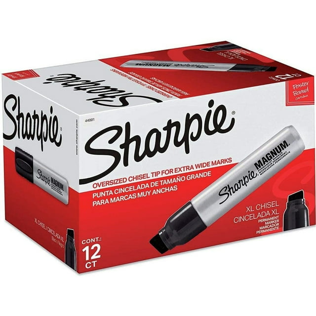 Sharpie 44001A Broad Chisel Tip Magnum Permanent Marker Black (12/Carton)