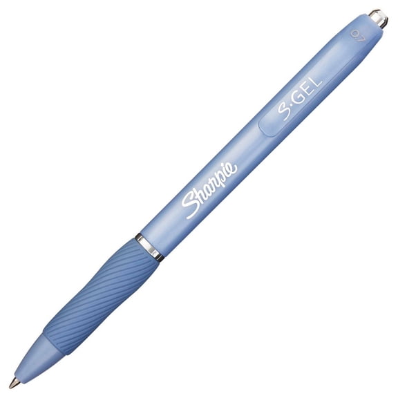 Sharpie 4pk Gel Pens Black Ink 0.7mm Medium Tip Blue Barrel: Retractable, Contoured Rubber Grip, Pocket Clip