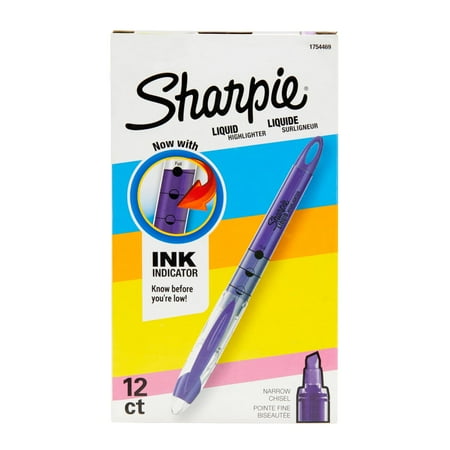 Sharpie Liquid Highlighters, Chisel Tip, Purple, Box of 12