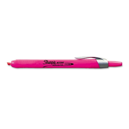 Sharpie Accent Retractable Highlighters, Chisel Tip, Fluorescent Pink, Dozen