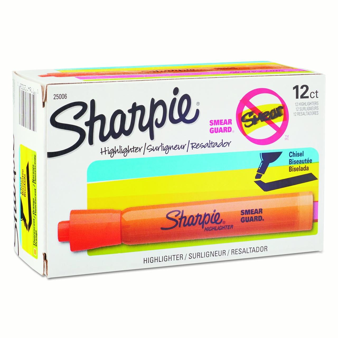 Sharpie Accent Tank Style Highlighter, Chisel Tip, Fluorescent Orange, 12 Count