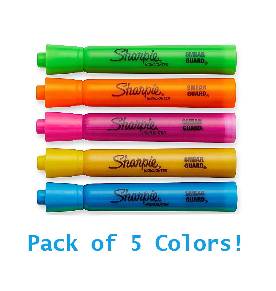 Sharpie Accent Tank-Style Highlighters, 5 Colored Highlighters (Choose Multi Colord or Fluorescent Yellow)