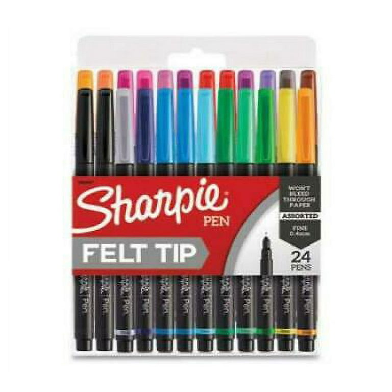 Sharpie® Porous Art Pens, Fine Point, 0.4 mm, Black Barrel, Assorted Ink  Colors, Pack Of 24