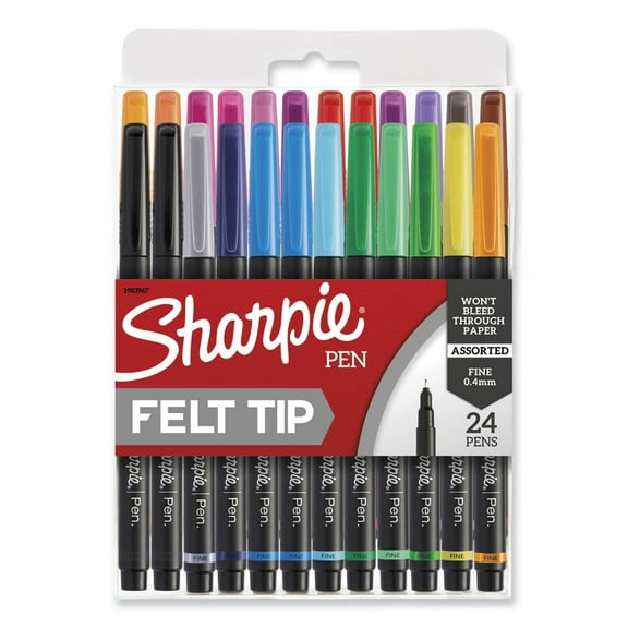 Sharpie Art Pens, Fine Point, Assorted Colors, 24 Count