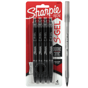 Sharpie Black 0.7mm Medium Pens with pan