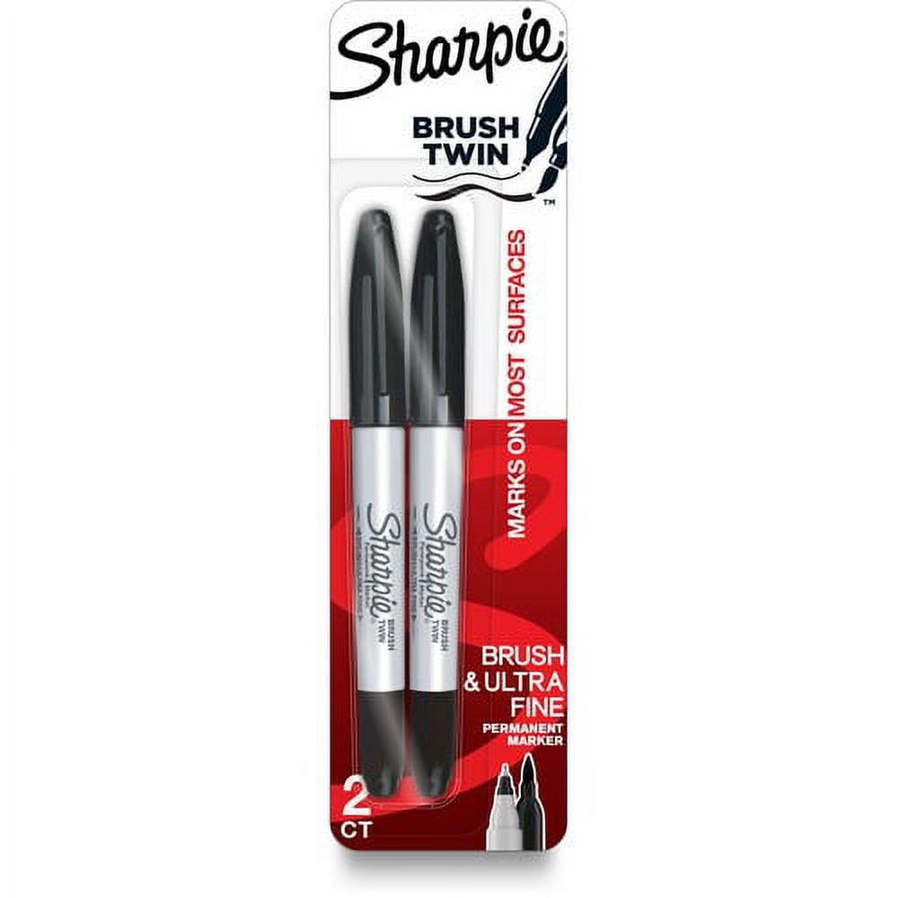 Sharpie Brush Twin Permanent Markers - Ultra Fine Marker Point - Brush Marker Point Style - Black - 2 / Pack Sharpie Brush Twin Permanent Markers - Ultra Fine Marker Point - Brush Marker Point Style - Black - 2 / Pack