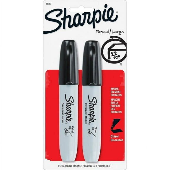 Sharpie Chisel Tip Permanent Marker - Chisel Marker Point Style - Black Alcohol Based Ink - 2 / Pack | Bundle of 5