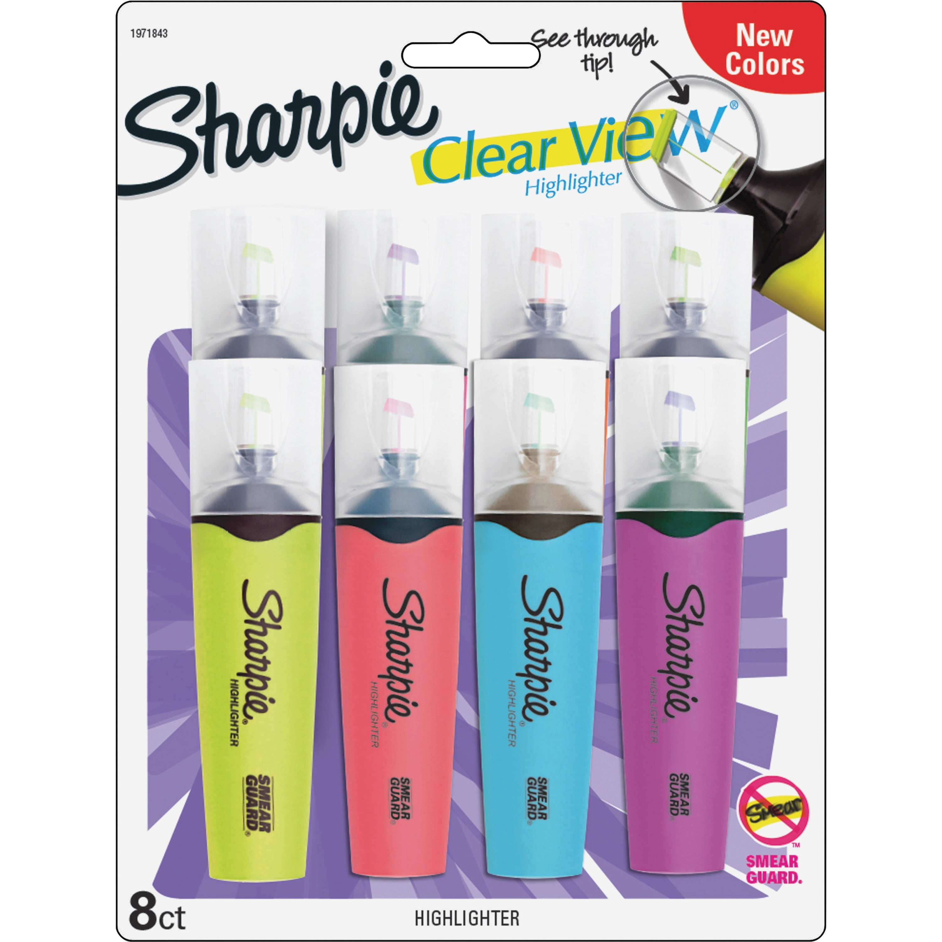 Sharpie Clear View Highlighters - Set of 12, Assorted Colors, Stick Style