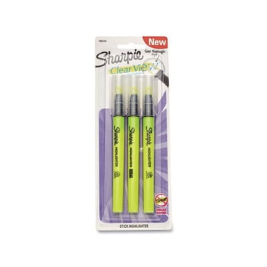 Sharpie Clear View Highlighters, Yellow, 3 Count