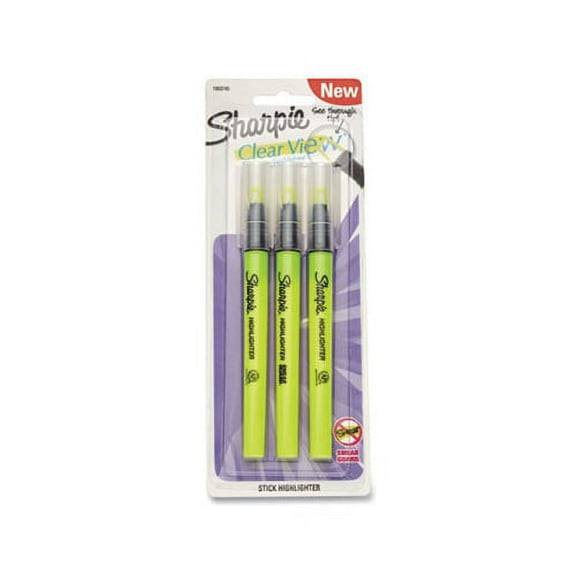 Sharpie Clear View Tip Highlighters, Yellow, 3 Count