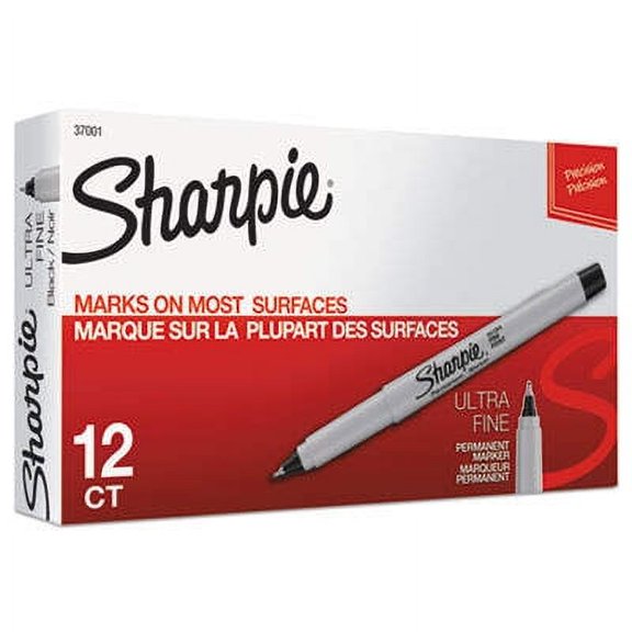 Sharpie Color Burst Permanent Markers, Extra-Fine Point, Black, Count12