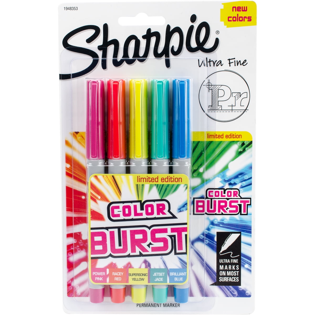 Sharpie Color Burst Ultra Fine Permanent Markers 5/Pkg-Assorted