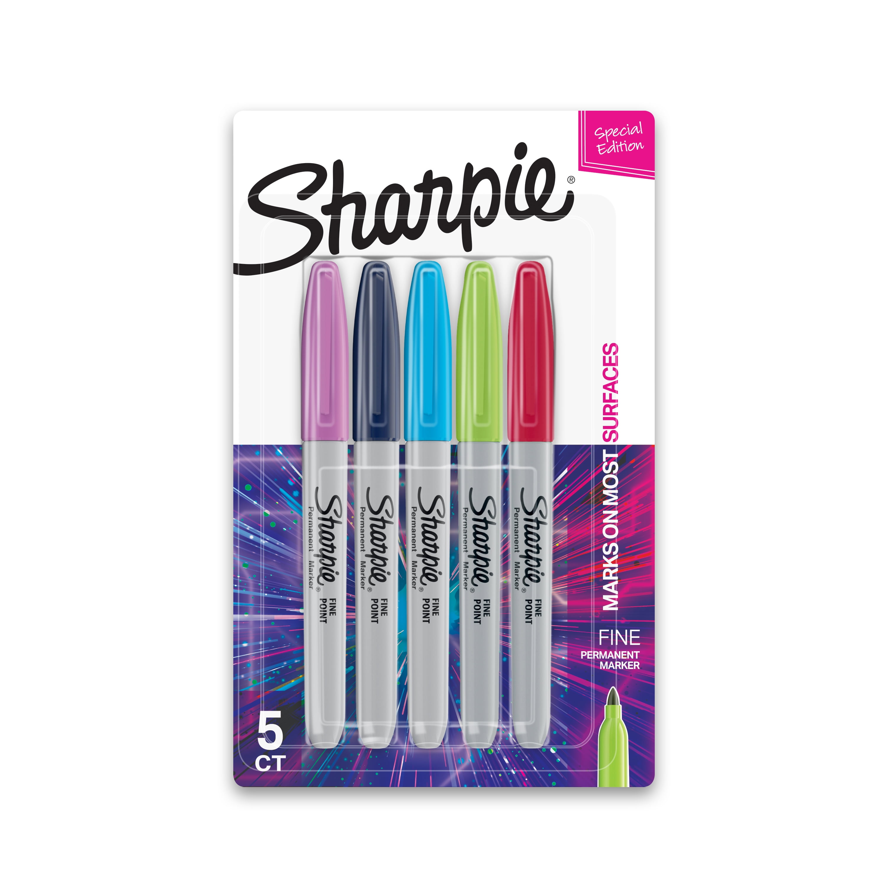 Sharpie Permanent Markers, Fine Point, Cosmic Color, Limited Edition, 5 Count
