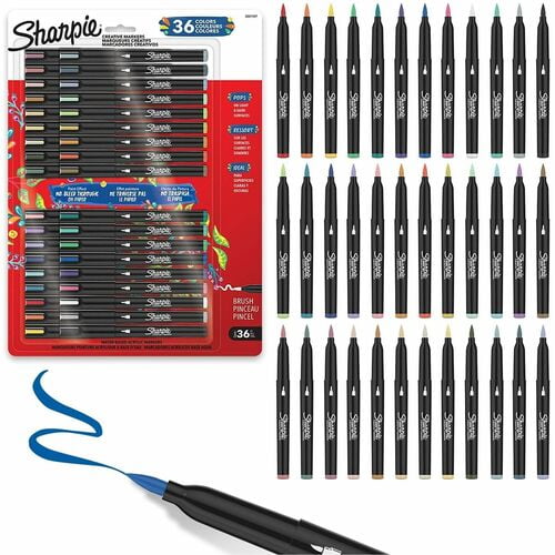 Sharpie Creative Markers, Brush Marker Point, Assorted Ink, Multipurpose (2221927) | 5 Packs (180 Total)