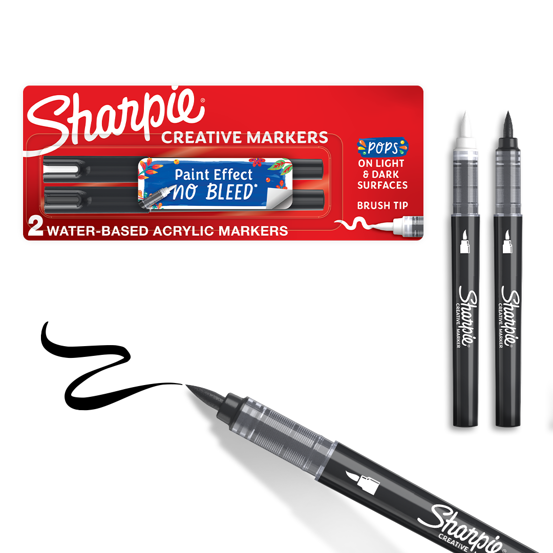 Sharpie Creative Markers, Water-Based Acrylic Markers, Brush Tip, Assorted Colors, 2 Count
