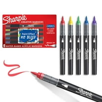 Sharpie Creative Markers, Water-Based Acrylic Markers, Brush Tip, Assorted Colors, 5 Count
