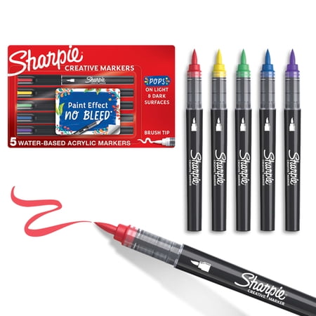 Sharpie Creative Markers, Water-Based Acrylic Markers, Brush Tip, Assorted Colors, 5 Count price history and forecast - Sharpie SAP_2196904