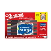 Sharpie Creative Markers, Water-Based Acrylic Markers, Brush Tip, Assorted Colors, 5 Count