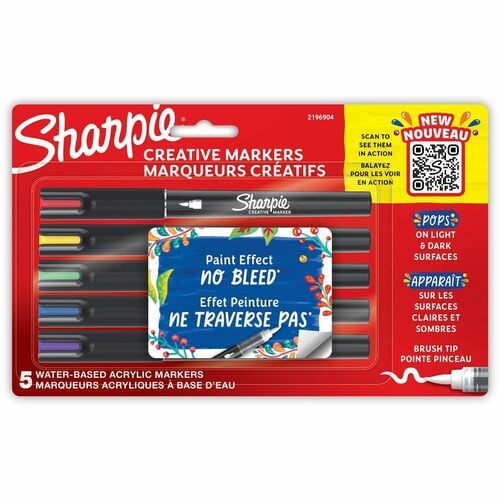Sharpie Creative Markers, Water-Based Acrylic Markers, Brush Tip, Assorted Ink, Water Based (2196904) | 2 Packs (10 Total)