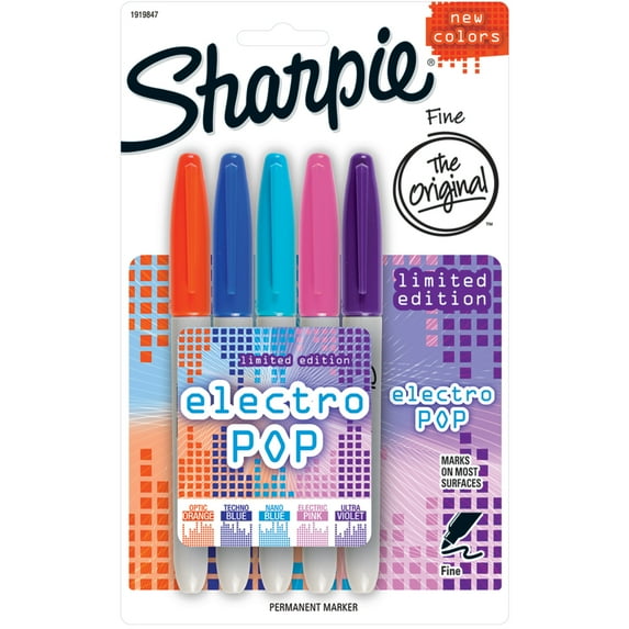 Sharpie Electropop 5-Marker Set, Fine Tip