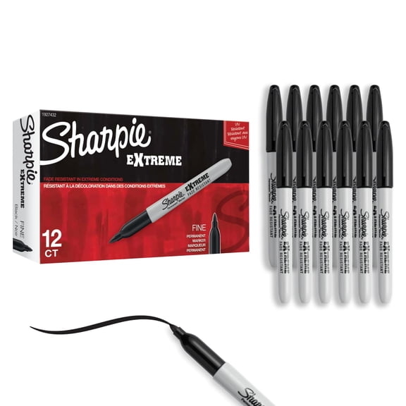 Sharpie Extreme Permanent Markers, Fine Point, Black, 12 Count