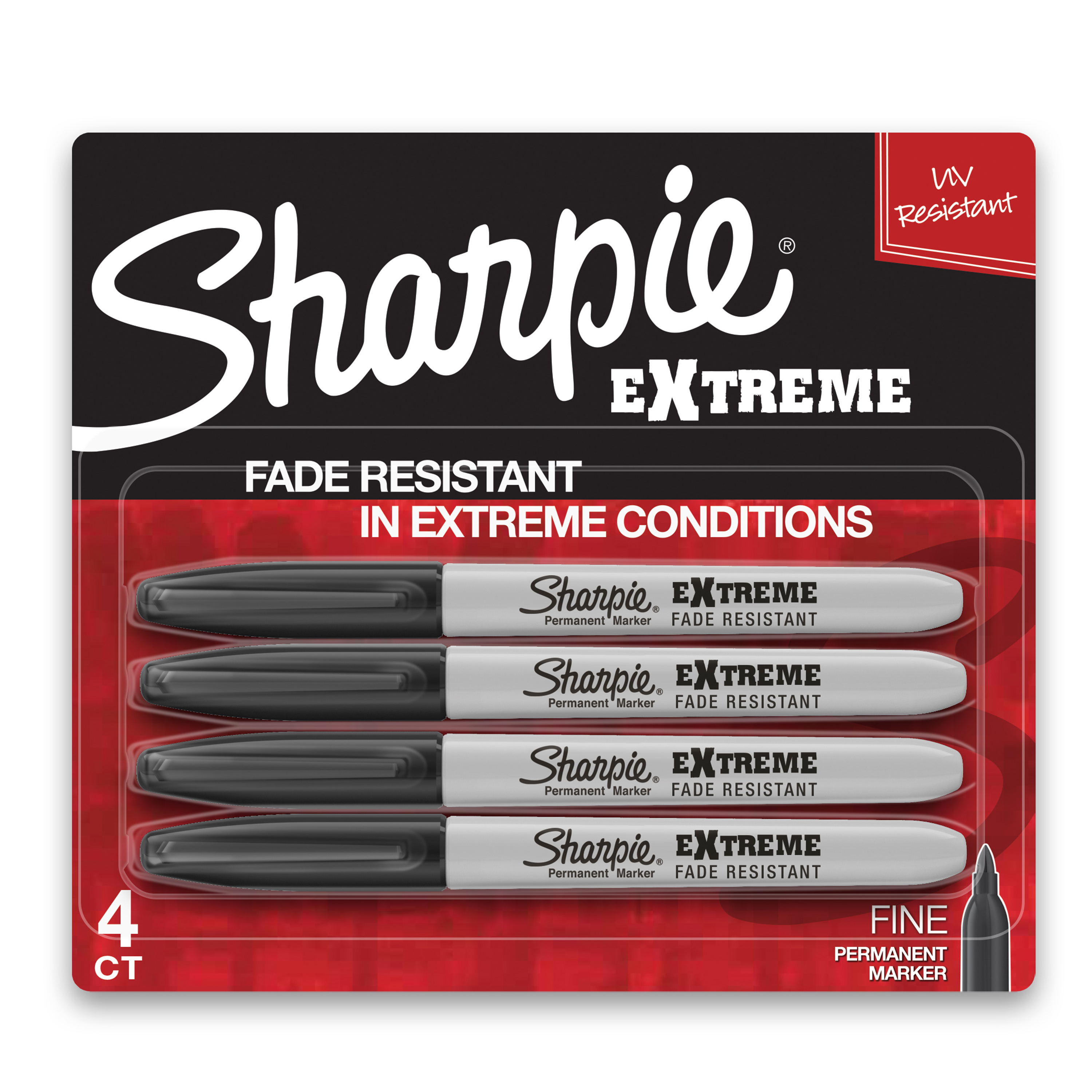 Sharpie Extreme Permanent Markers Fine Point Black 4 Count - image 1 of 8