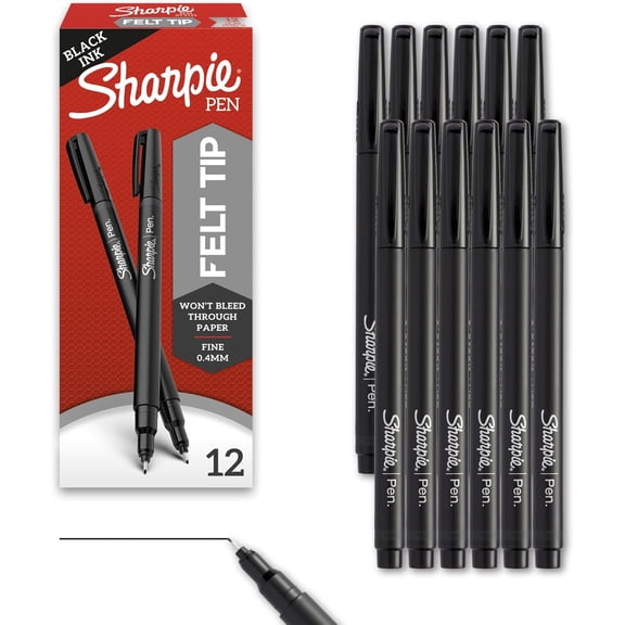 Sharpie Fine Point Writing Pen Open Stock-Black; 12 Total