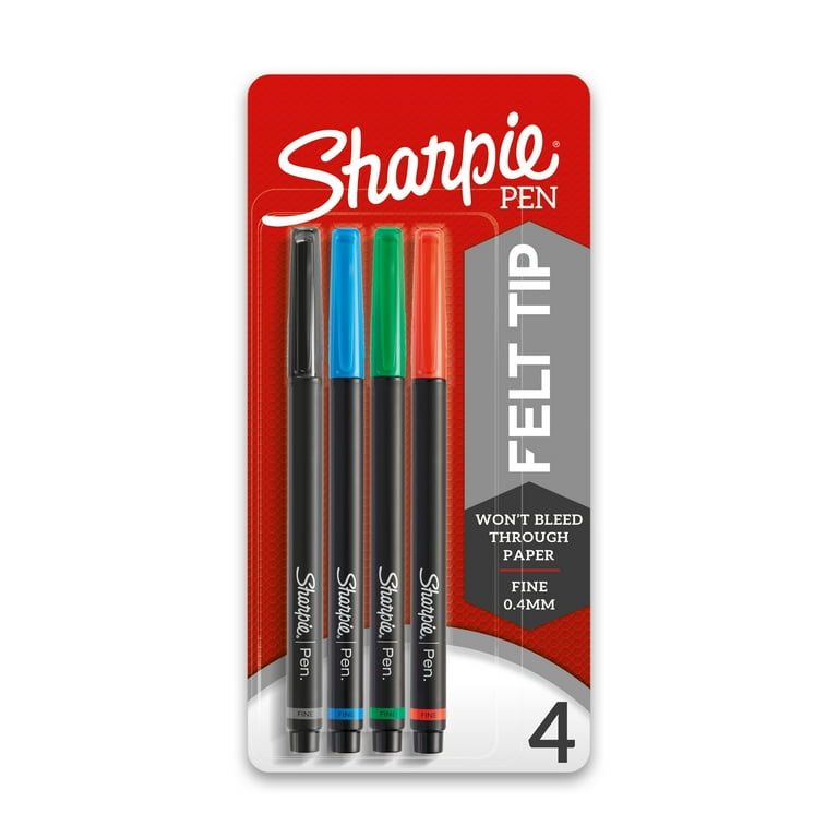 Sharpie Felt Tip Pens, Fine Point (0.4mm), Assorted Colors, 4