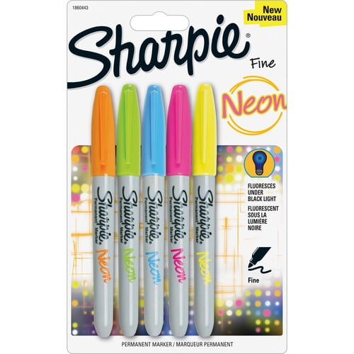 Sharpie Fine Neon Permanent Markers, Neon Yellow, Neon Pink, Neon Orange, Neon Green, Neon Blue Ink (1860443) | 2 Sets (10 Total)