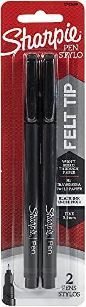 Sharpie Fine Point Pens, Black Ink,2 Ea