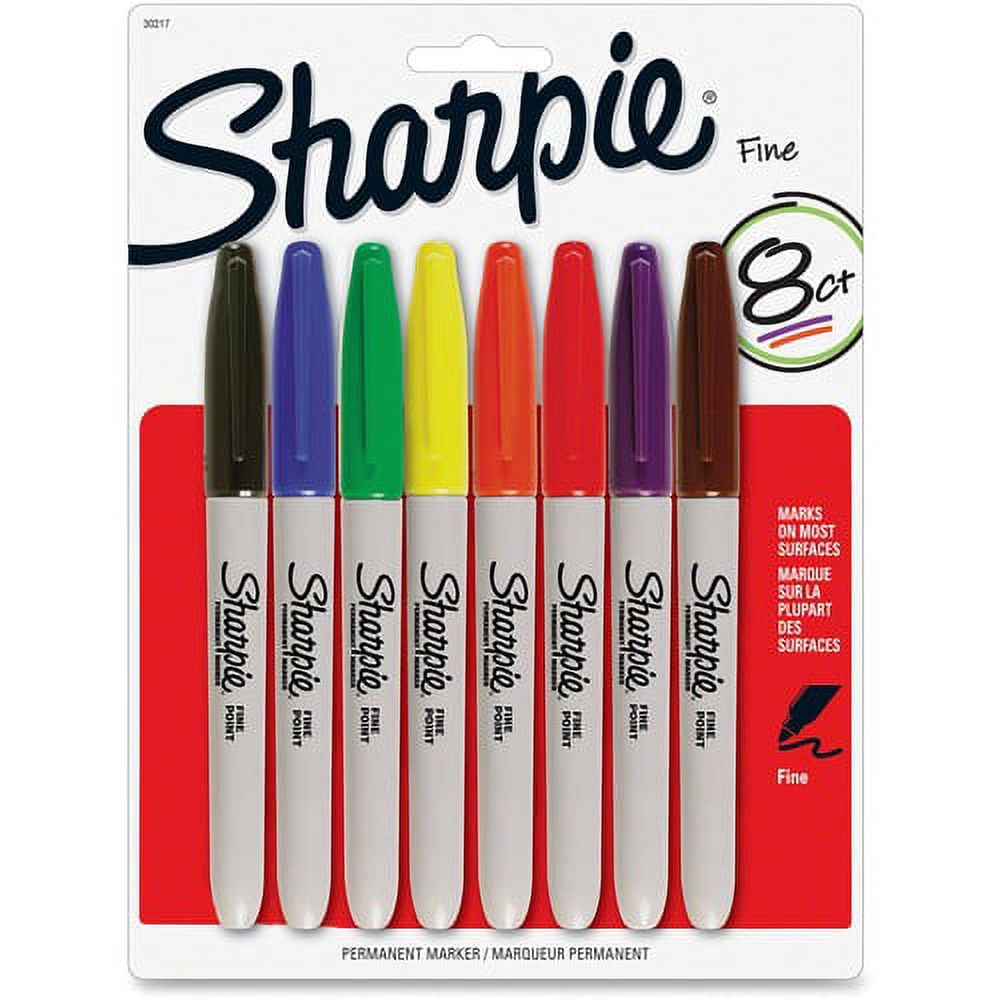 Sharpie Fine Point Permanent Marker Fine Marker Point - Assorted Alcohol  Based Ink - 8 / Pack