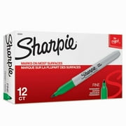 Sharpie Fine Point Permanent Marker, Green, Box of 12