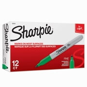 Sharpie Fine Point Permanent Marker, Green, 12 Count