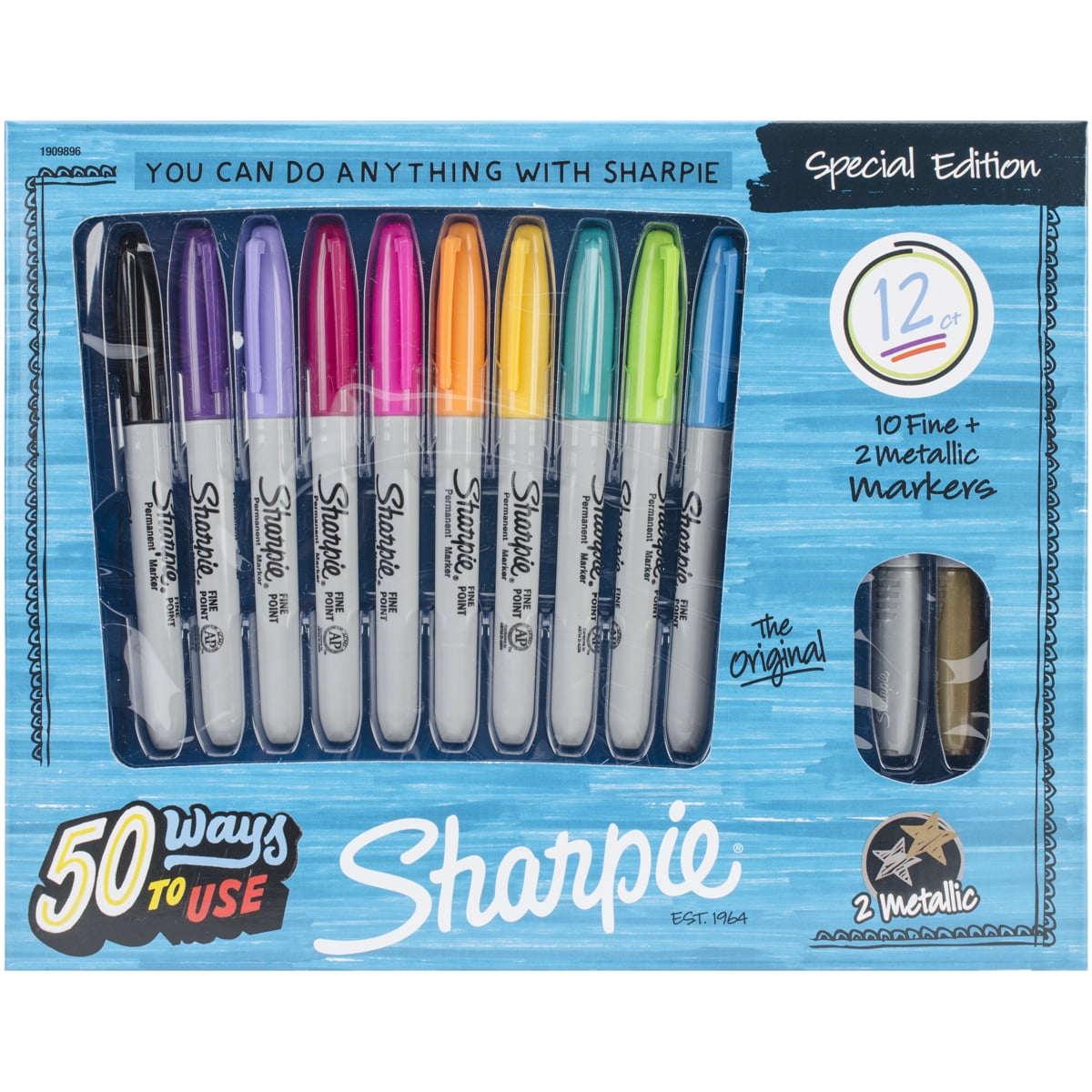 Sharpie Permanent Markers, Fine Point, Assorted Colors, 12 Count