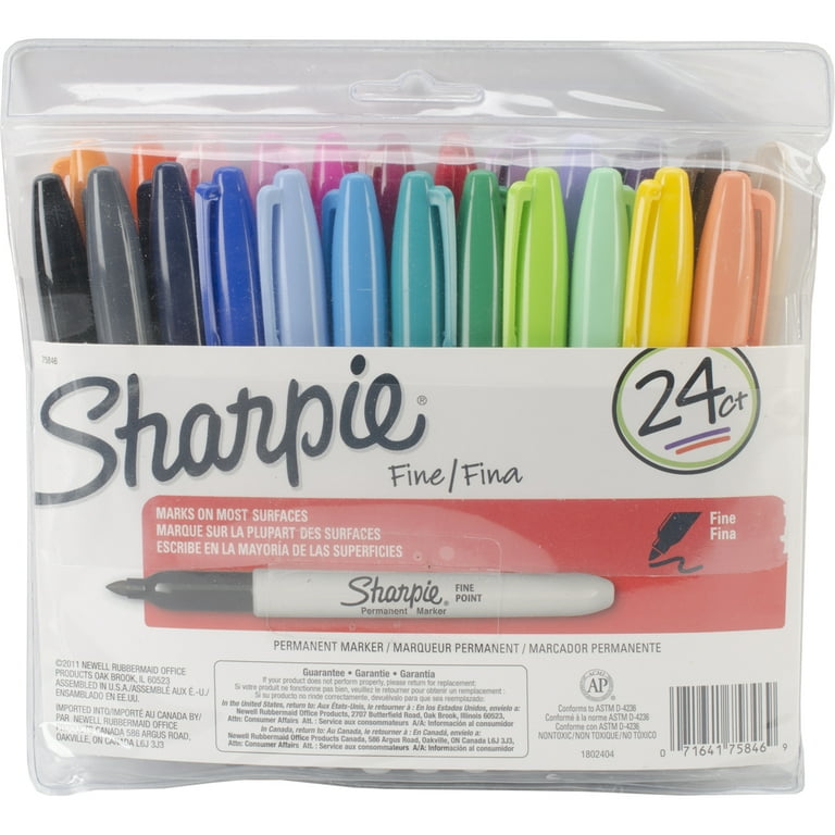 Sharpie - Permanent Marker, Fine, Assorted Colors , 24 Count