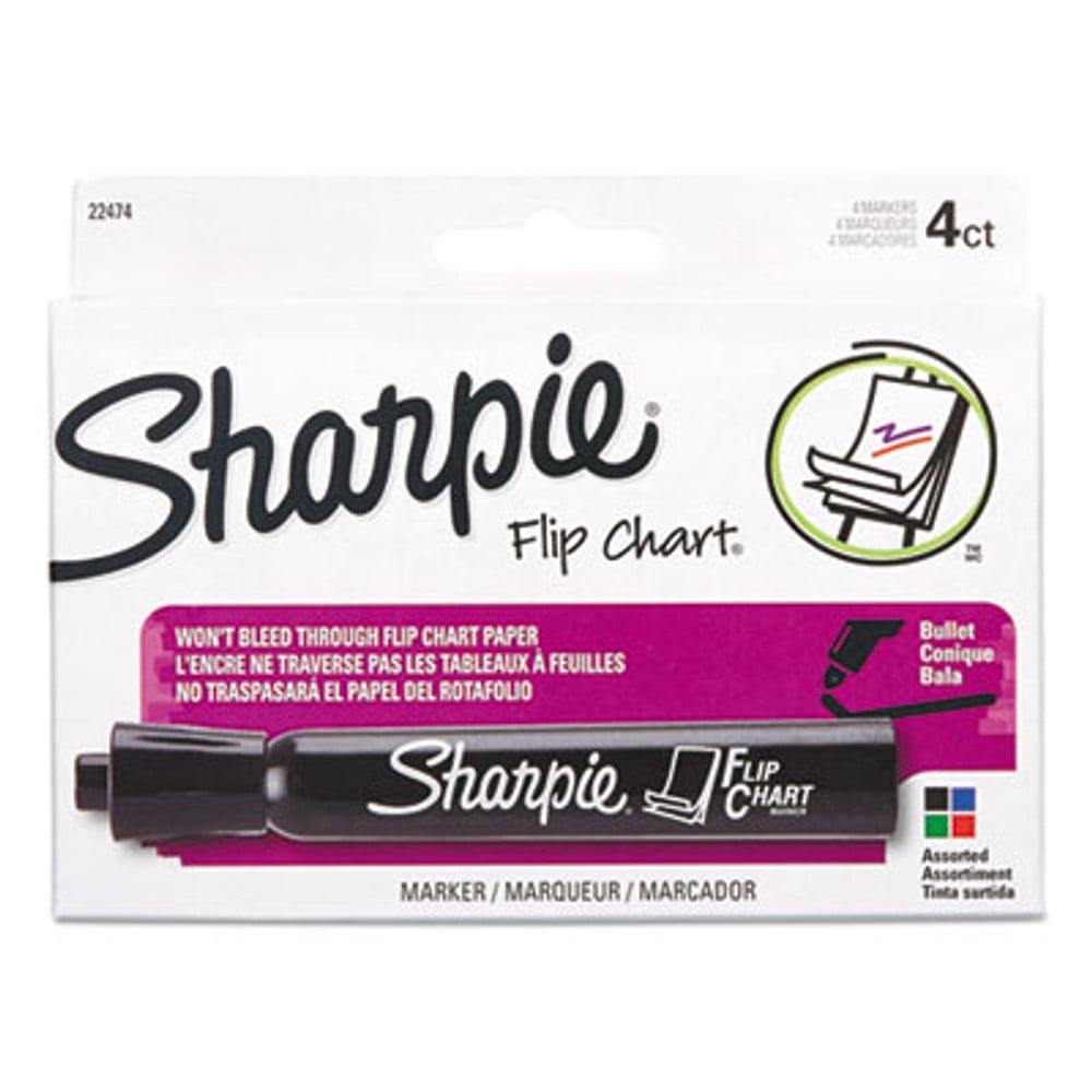 Flip Chart Marker, Broad Bullet Tip, Assorted Colors, 4/Set Flip Chart Marker, Broad Bullet Tip, Assorted Colors, 4/Set