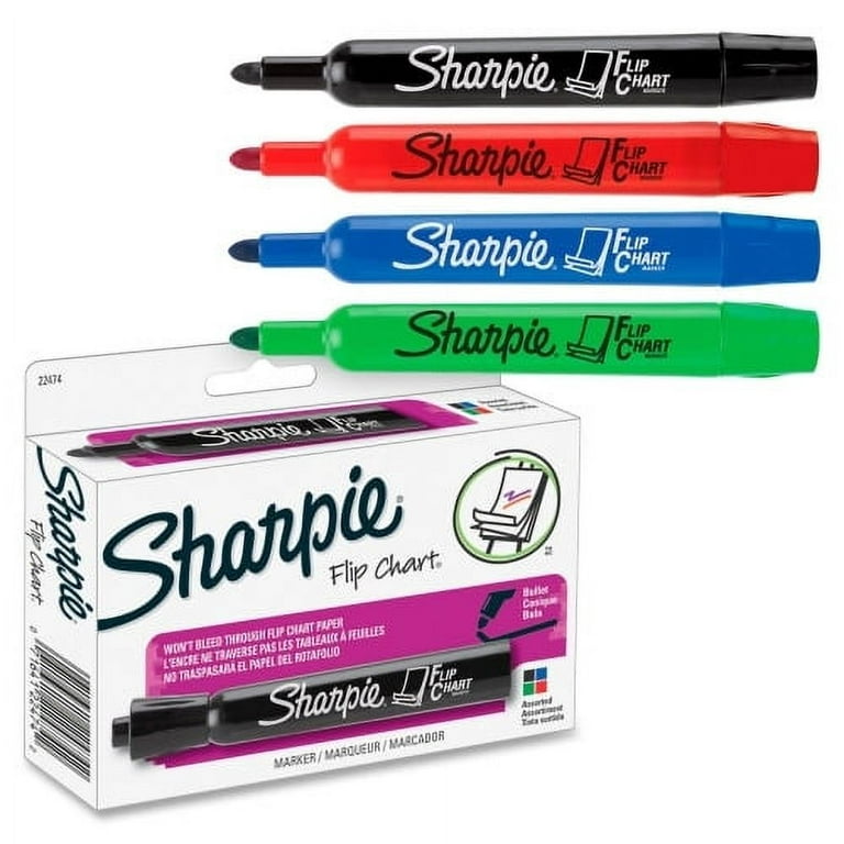 Sharpie Flip Chart Markers, Bullet Tip, Assorted Colors, Pack of 4 #22474